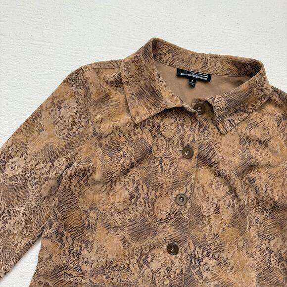Y2K Linear Micro Corduroy Snake Print Jacket L Button Front - Picture 2 of 6